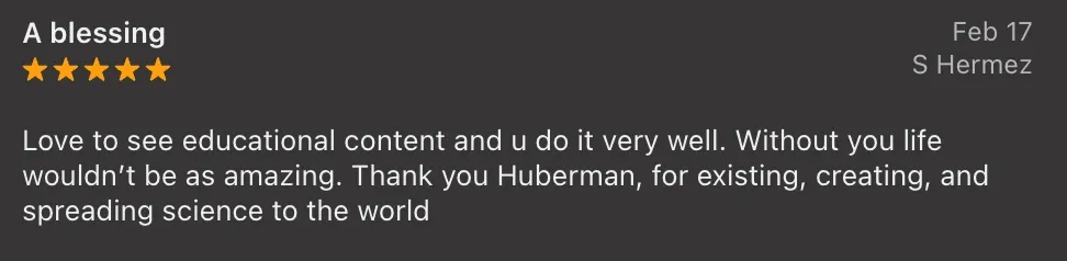 Huberman Lab reviews