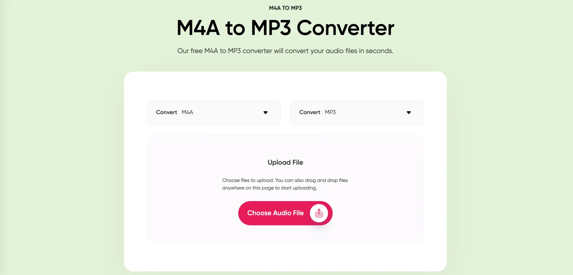 M4A to MP3 online converter tool with file format selection options