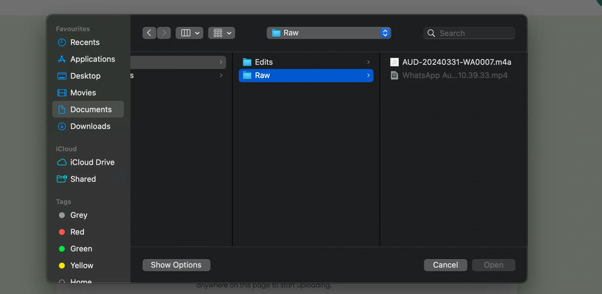 Upload M4A file to begin converting to MP3 using Podcastle