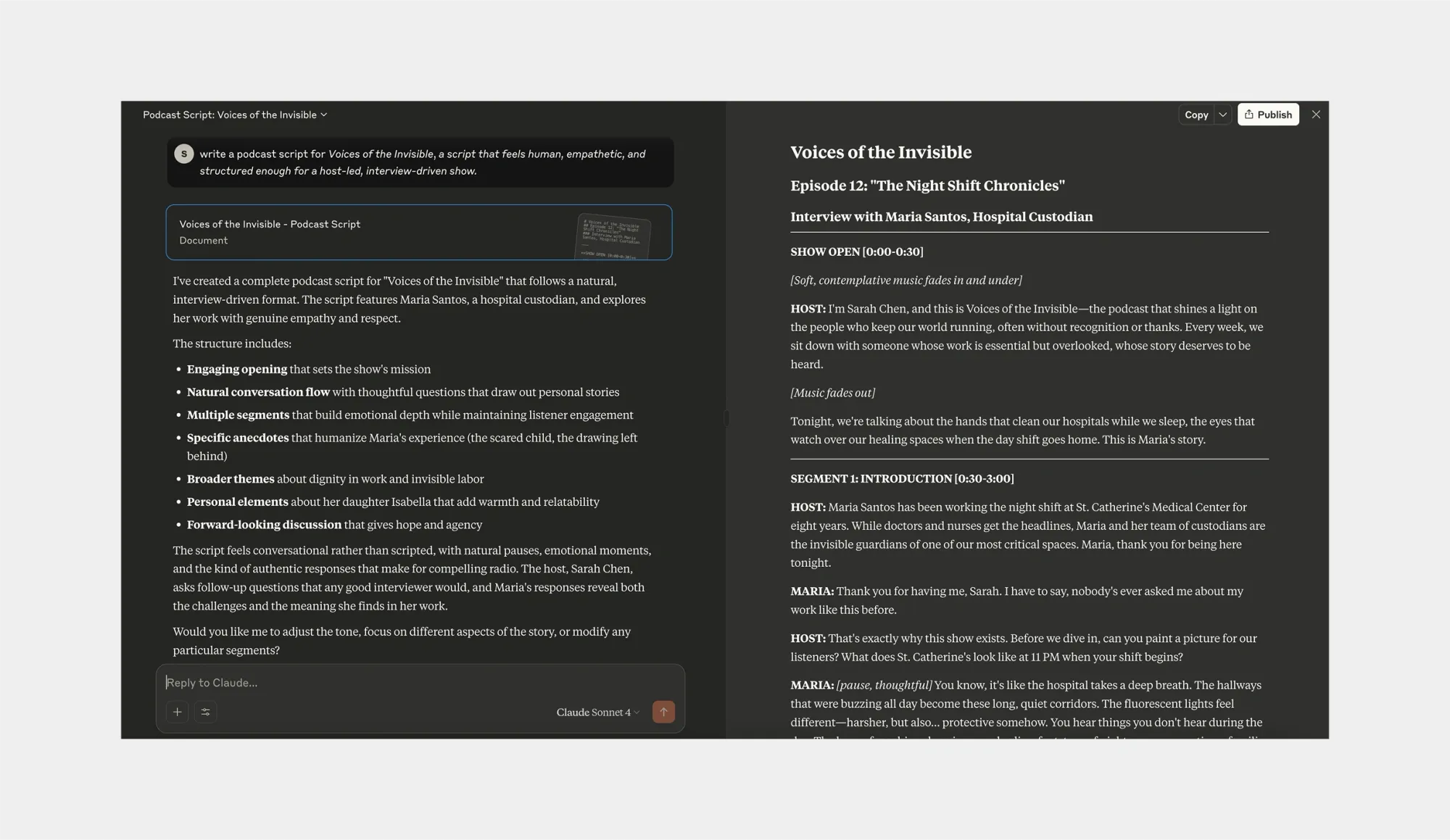 claude for scriptwriting