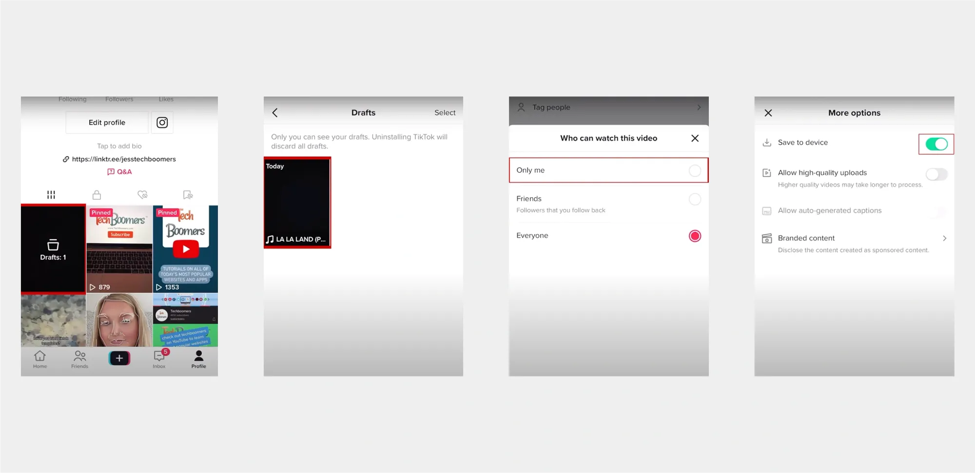 save tiktok draft to camera roll